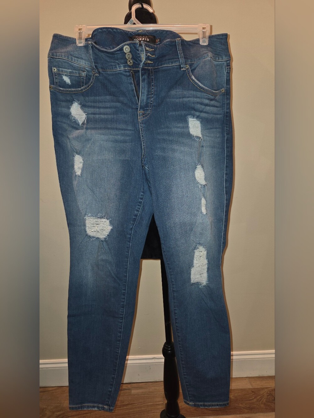 torrid Distressed Medium Blue Skinny Jeans